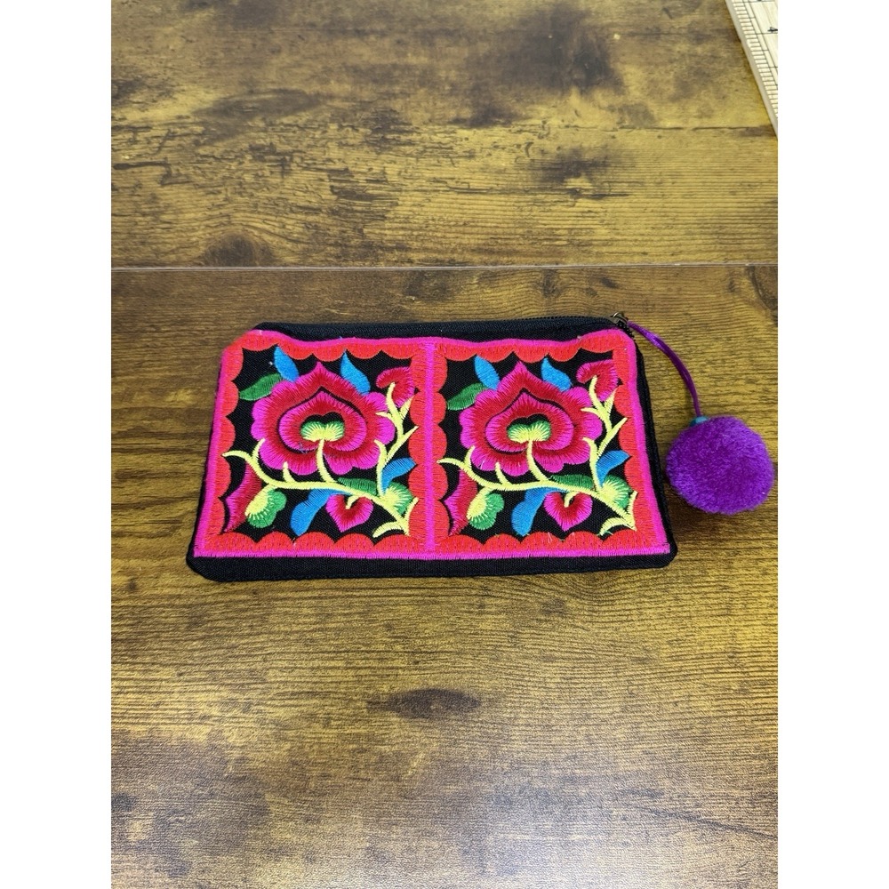 Floral Bag Coin Embroidered Crafts Peru Wallet‎ Purse Pattern Zipper